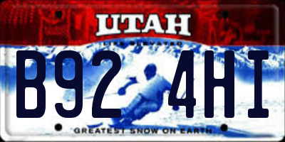 UT license plate B924HI