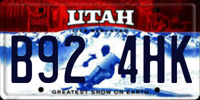 UT license plate B924HK