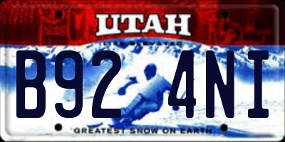 UT license plate B924NI