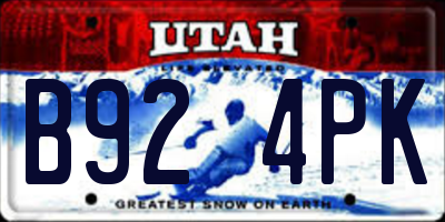 UT license plate B924PK