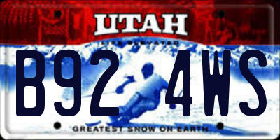 UT license plate B924WS