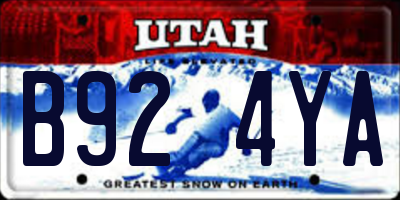 UT license plate B924YA