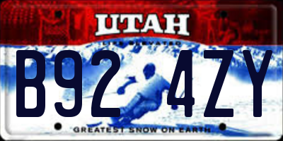 UT license plate B924ZY