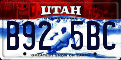 UT license plate B925BC