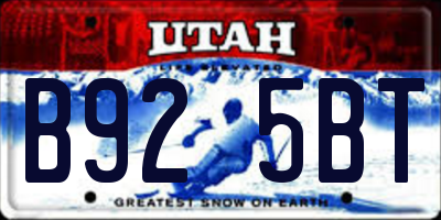 UT license plate B925BT