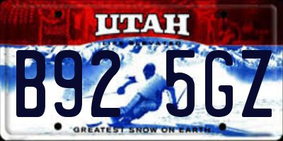 UT license plate B925GZ