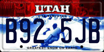 UT license plate B925JB
