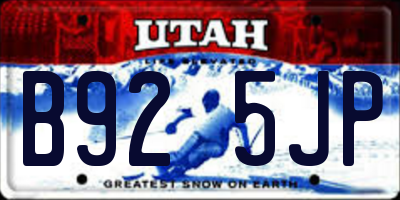 UT license plate B925JP