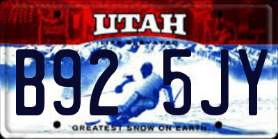 UT license plate B925JY