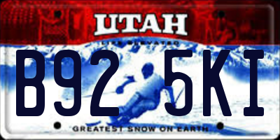 UT license plate B925KI