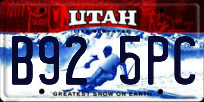 UT license plate B925PC