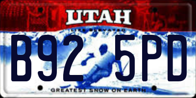 UT license plate B925PD