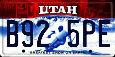 UT license plate B925PE