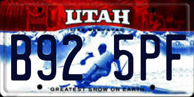 UT license plate B925PF