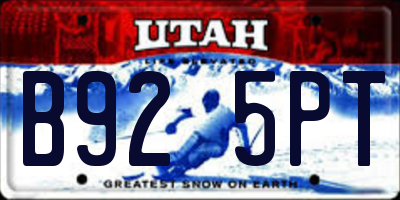 UT license plate B925PT