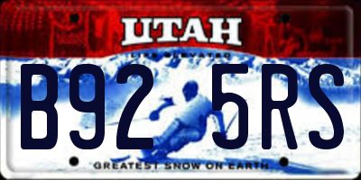 UT license plate B925RS