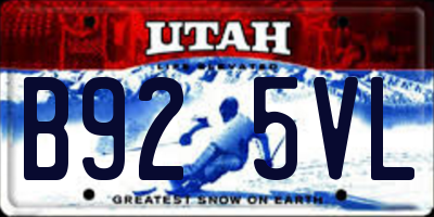 UT license plate B925VL