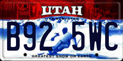 UT license plate B925WC