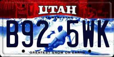 UT license plate B925WK
