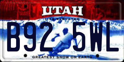 UT license plate B925WL