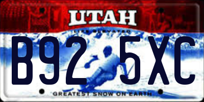 UT license plate B925XC