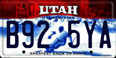 UT license plate B925YA
