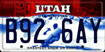 UT license plate B926AY