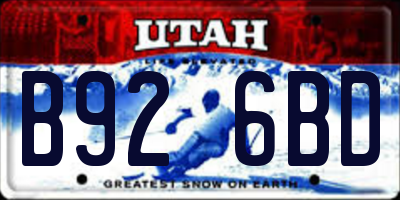 UT license plate B926BD