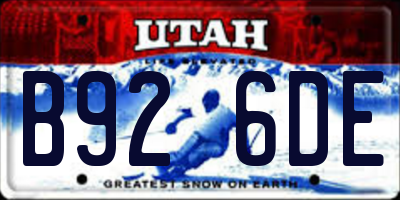 UT license plate B926DE