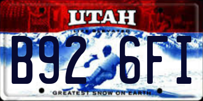 UT license plate B926FI
