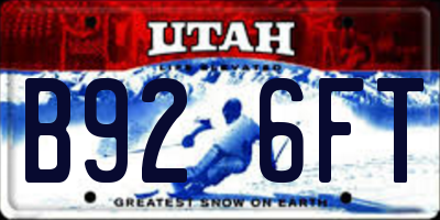 UT license plate B926FT