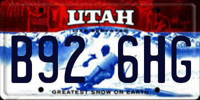 UT license plate B926HG