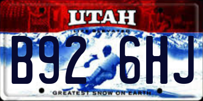 UT license plate B926HJ