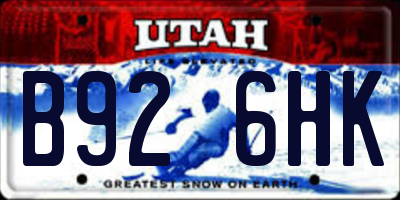 UT license plate B926HK