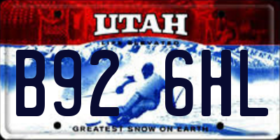 UT license plate B926HL