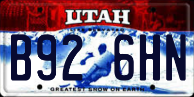 UT license plate B926HN