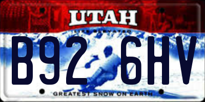 UT license plate B926HV