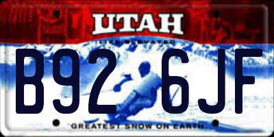 UT license plate B926JF