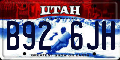 UT license plate B926JH