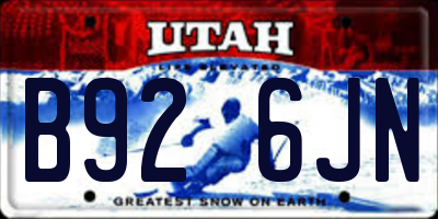 UT license plate B926JN