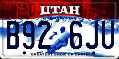 UT license plate B926JU