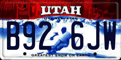 UT license plate B926JW