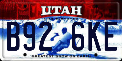 UT license plate B926KE
