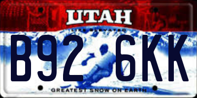 UT license plate B926KK