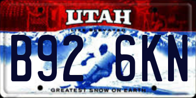 UT license plate B926KN