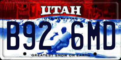 UT license plate B926MD