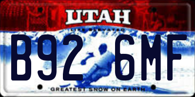 UT license plate B926MF