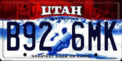 UT license plate B926MK