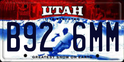 UT license plate B926MM
