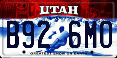 UT license plate B926MO